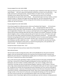 Excerpt adapted from John Smith (1608) Arriving at