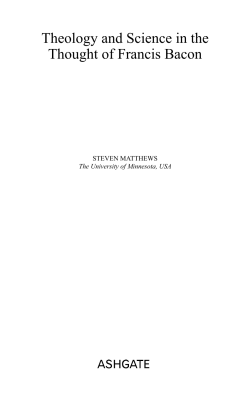 Theology and Science in the Thought of Francis Bacon