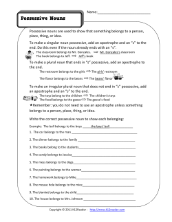 Possessive Nouns | Noun Worksheets | K12reader.com