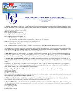 1. Marching Band Summary: Thank you! A huge &ldquo;thank you&rdquo; to all