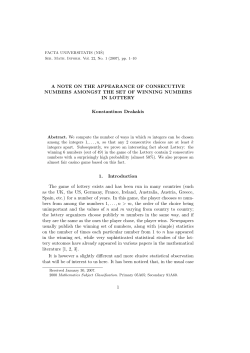 A Note on the Appearance of Consecutive Numbers Amongst the