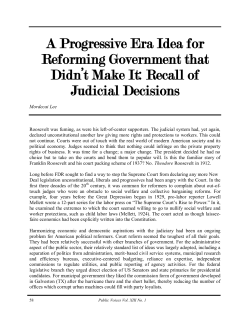 A Progressive Era Idea for Reforming Government that Didn`t Make It