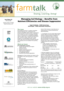 Managing Soil Biology &ndash; Benefits from Nutrient Efficiencies and