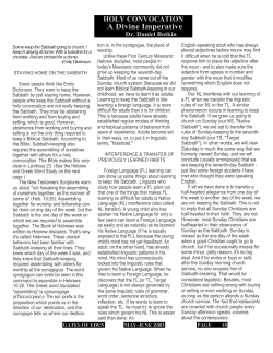 HOLY CONVOCATION A Divine Imperative