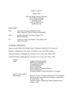 MARY C. GILLY January 2016 The Paul Merage School of Business