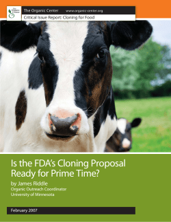 Is the FDA`s Cloning Proposal Ready for Prime Time?