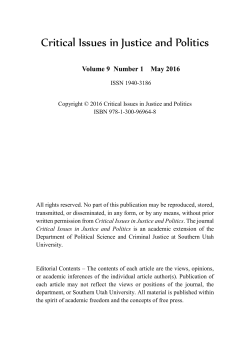 Critical Issues in Justice and Politics