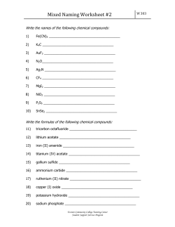 Mixed Naming Worksheet #2 - Everett Community College