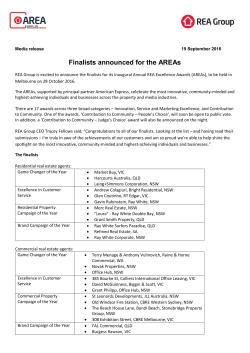 Finalists announced for the AREAs
