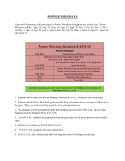 Power Monday Schedule 8:10-9:15