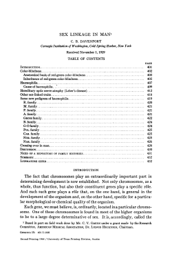 Sex linkage in man Davenport, C. B. 1930. Genetics, 15