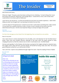 Insider 17/02/17 - Walkwood Church of England Middle School