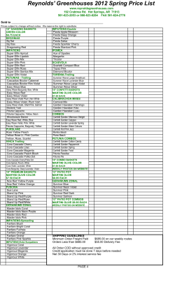 Spring 2012 Price List