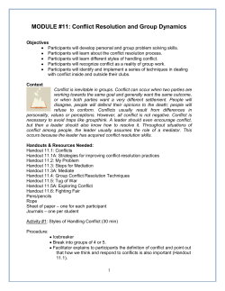 MODULE #11: Conflict Resolution and Group