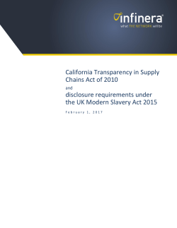 California Transparency in Supply Chains Act of 2010 and