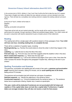Downview Primary School: information about KS2 SATs Reading