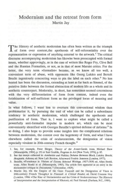 Modernism and the retreat from form