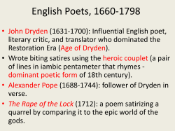 English Poets, 1660-1798