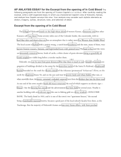 AP ANLAYSIS ESSAY for the Excerpt from the opening of In Cold