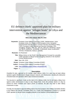 EU defence chiefs` approved plan for military intervention against