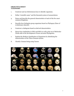 1 OBJECTIVE SHEET TAXONOMY 1. Construct and use