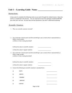 Instructions: Scientific Notation: