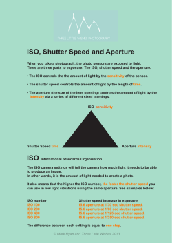 ISO, Shutter Speed and Aperture
