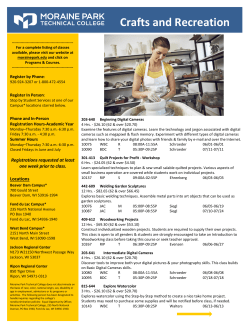 Crafts and Recreation - Moraine Park Technical College