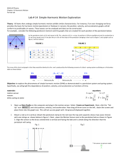 Lab # 14 Simple Harmonic Motion Exploration