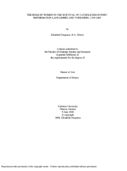 THE ROLE OF WOMEN IN THE SURVIVAL OF CATHOLICISM IN