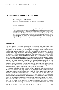 The calculation of Hugoniots in ionic solids