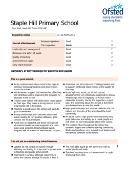 Inspection report - Staple Hill Primary School