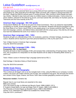 American Sign Language - 9th-12th grade American Sign Language I
