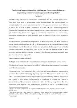Constitutional Interpretation and the Irish Supreme Court: some