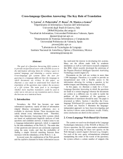 Cross-language Question Answering: The Key Role of Translation