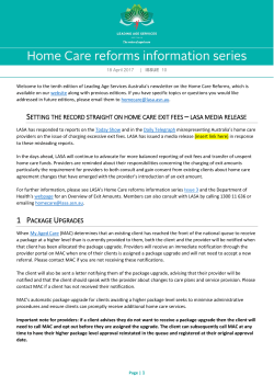 Home Care Reforms Info Series Issue 10