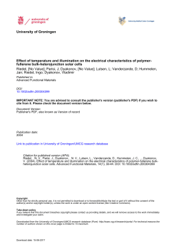 University of Groningen Effect of temperature and illumination