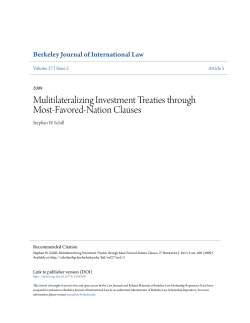 Mulitilateralizing Investment Treaties through Most-Favored