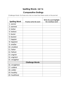 Spelling Words- List 16 Comparative Endings Spelling Word 1