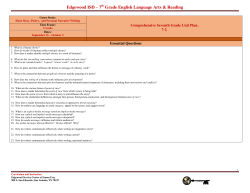 English Language Arts Unit Plan 6-1