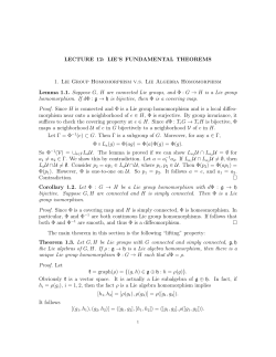 LECTURE 12: LIE`S FUNDAMENTAL THEOREMS 1. Lie Group