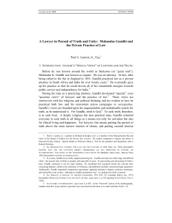 A Lawyer in Pursuit of Truth and Unity: Mohandas Gandhi and the