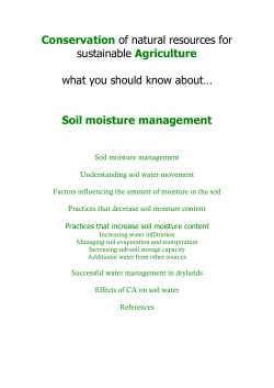Soil moisture management - Food and Agriculture Organization of
