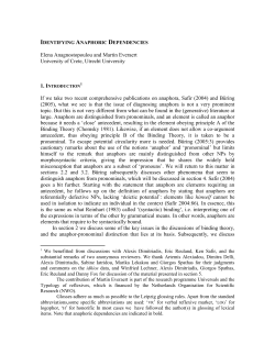 2013. Identifying Anaphoric Dependencies