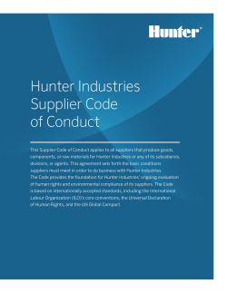 Hunter Industries Supplier Code of Conduct