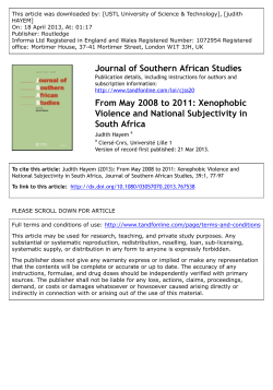 From May 2008 to 2011: Xenophobic Violence and National