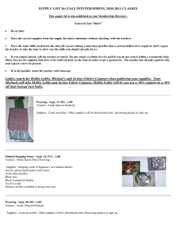 Ladies, watch for Hobby Lobby, Michael`s and JoAnn