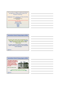 IAEA activities in support of capacity development and application of