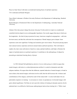 Prayer as Inner Sense Cultivation