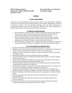ESTU 5:Chicano Culture Xocoyotzin Herrera, Instructor Spring 2017